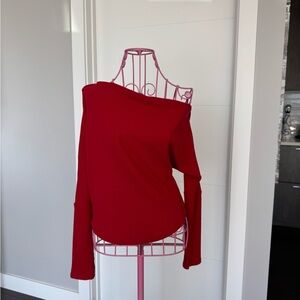 We The Free Bold Red Off-Shoulder Sweater
